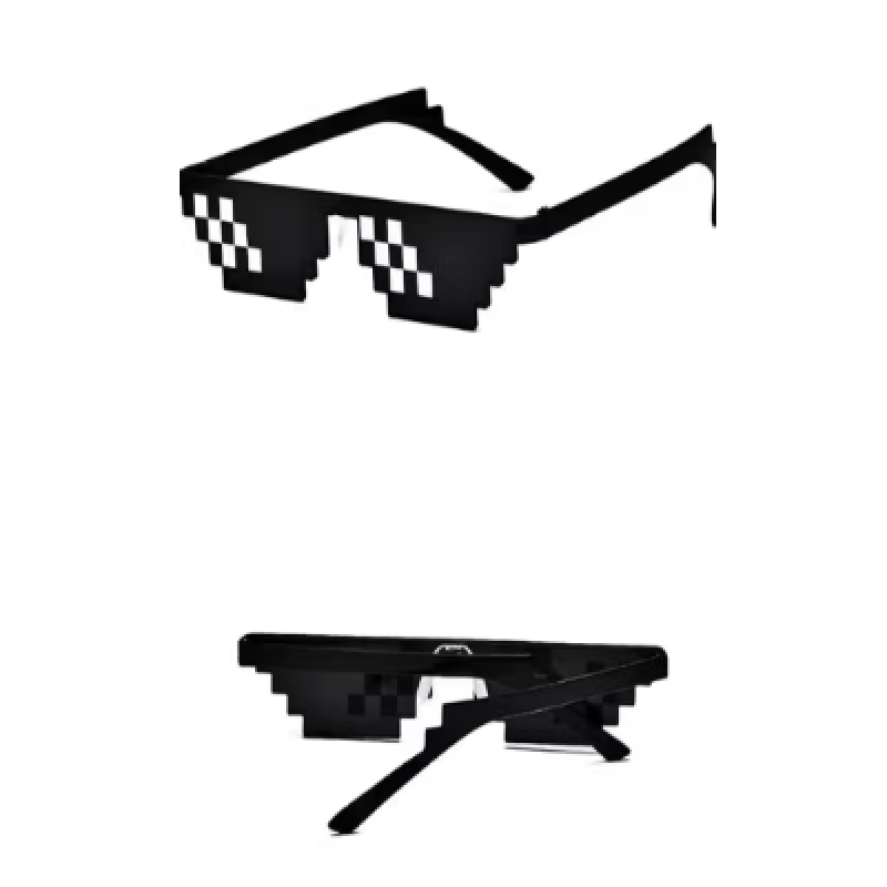 Unisex Rimless Deal with It Thug Life Square Sunglasses with Polygonal 12 Bits Style Pixel and Nose Pad