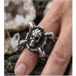 Men’s Gothic Stainless Steel Monster Skull & Talon Statement Ring