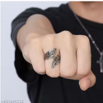 Unique.collection Antique Vintage Feather Stainless Steel Ring For Men/Boys