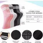 Proberos yoga socks for women 4 pairs anti slip cotton breathable ankle socks for yoga workout running daily use