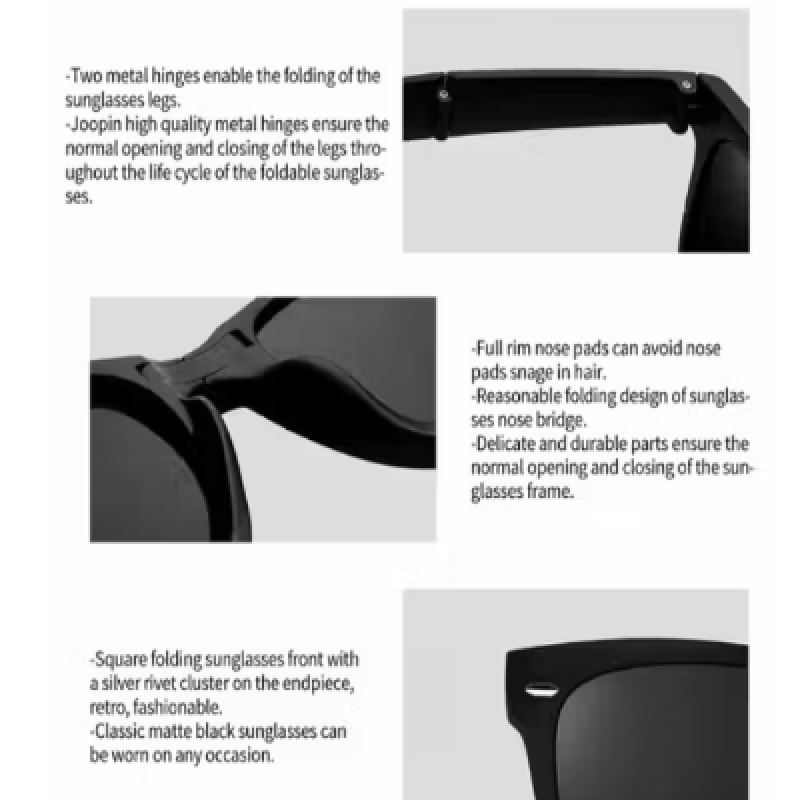 Men Stylish Folding Sunglasses Portabal Compact Black Goggles