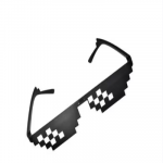Unisex Rimless Deal with It Thug Life Square Sunglasses with Polygonal 12 Bits Style Pixel and Nose Pad