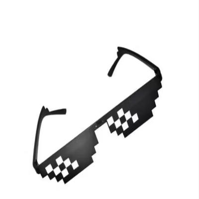 Unisex Rimless Deal with It Thug Life Square Sunglasses with Polygonal 12 Bits Style Pixel and Nose Pad