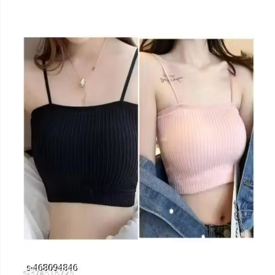 Women's Soft Cotton Removable Padded Wirefree Full Coverage Sports Bra Pack of 2