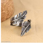 Unique.collection Antique Vintage Feather Stainless Steel Ring For Men/Boys