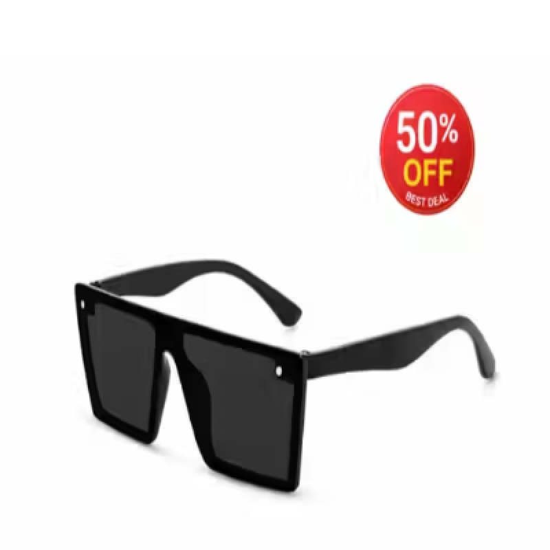 Black Stylish Sunglasses for Men UV Protection Square Frame Trendy Goggles Outdoor Driving Wear