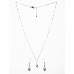925 Sterling Silver Pink Solitaire Pendant Earring Chain Bracelet Ring Jewellery Set