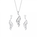 925 Sterling Silver Swirl Pendant Earrings Chain Necklace Jewellery Set