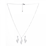 925 Sterling Silver Swirl Pendant Earrings Chain Necklace Jewellery Set