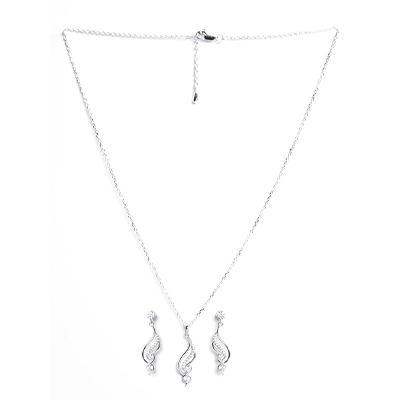 925 Sterling Silver Swirl Pendant Earrings Chain Necklace Jewellery Set