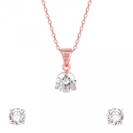 925 Silver Rose Gold Classic Zircon Set