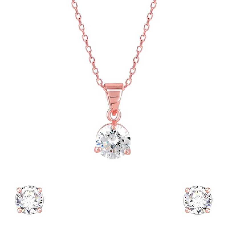 925 Silver Rose Gold Classic Zircon Set