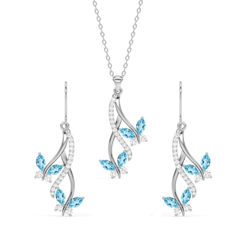 925 Sterling Silver Butterfly Pendant Earring Chain Bracelet Ring Jewellery Set