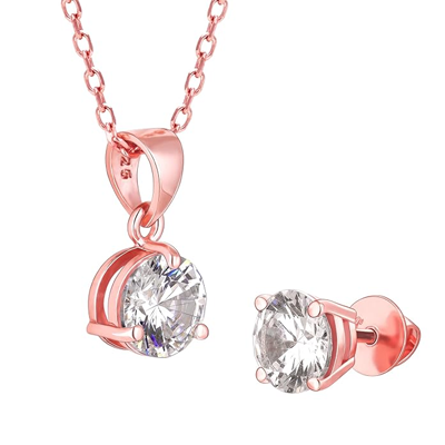 925 Silver Rose Gold Classic Zircon Set