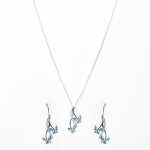 925 Sterling Silver Butterfly Pendant Earring Chain Bracelet Ring Jewellery Set