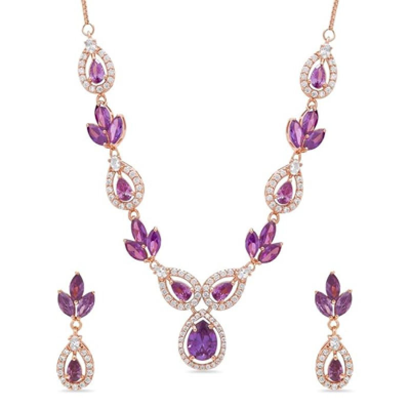 925 Sterling Silver Petals Luxe Rose Gold Plated Women's Jewelry Set