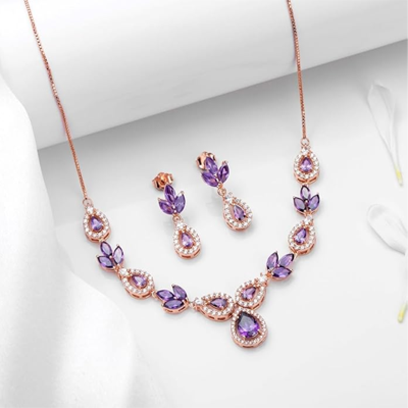 925 Sterling Silver Petals Luxe Rose Gold Plated Women's Jewelry Set