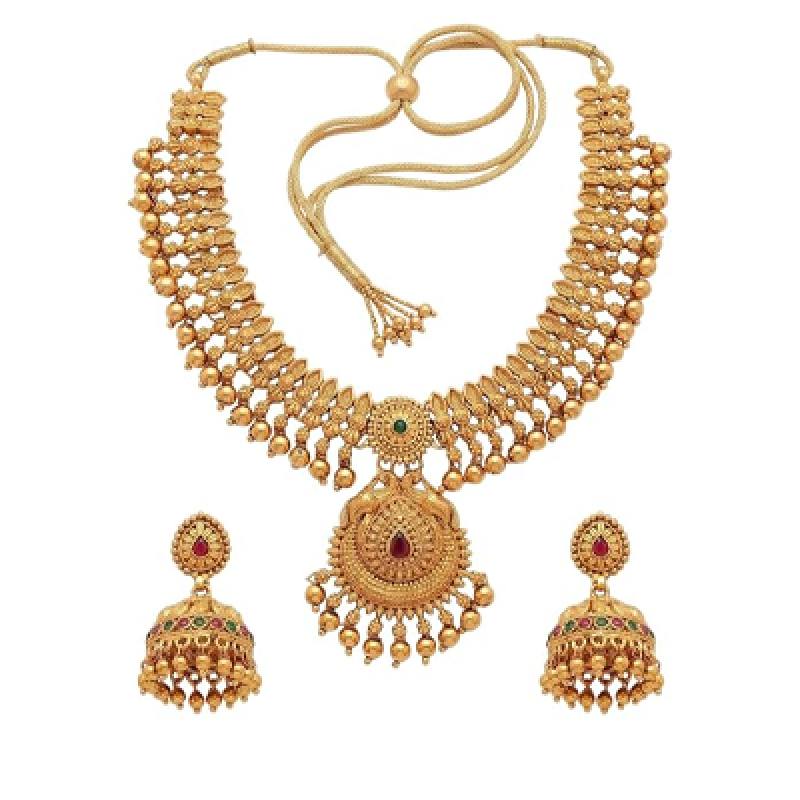 Gold-Plated Antique Temple Jewellery Set for Women