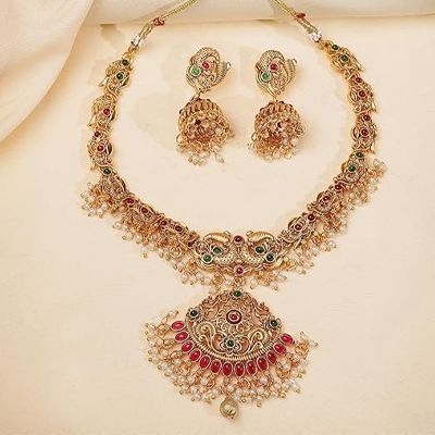 Latest Stylish Fancy Pearl Choker Traditional Jewellery Set for Women