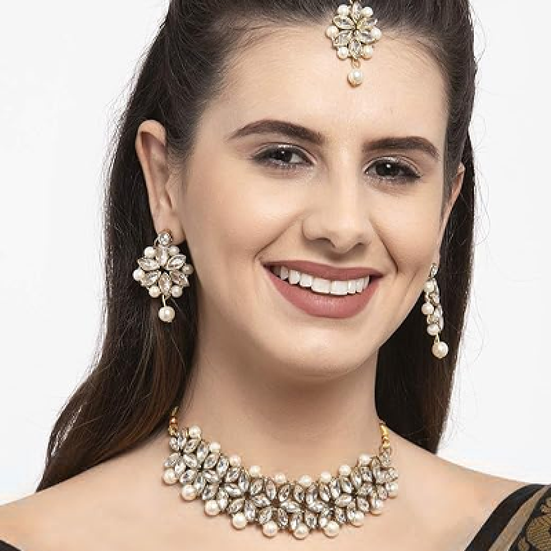Latest Choker Design Antique Kundan Traditional Necklace Jewellery Set for Women