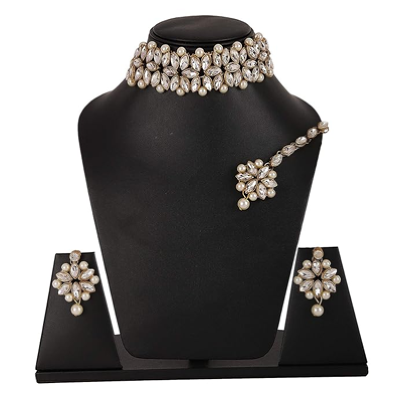 Latest Choker Design Antique Kundan Traditional Necklace Jewellery Set for Women