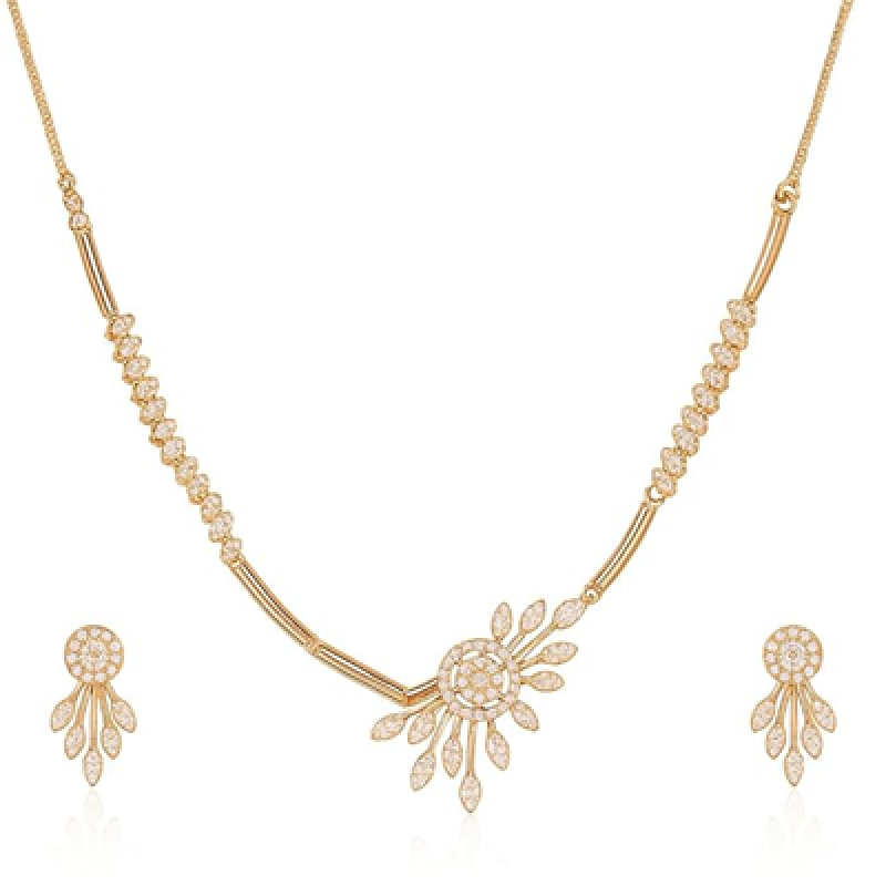 Rose Gold Plated AD Stone Jewellery Set for Women