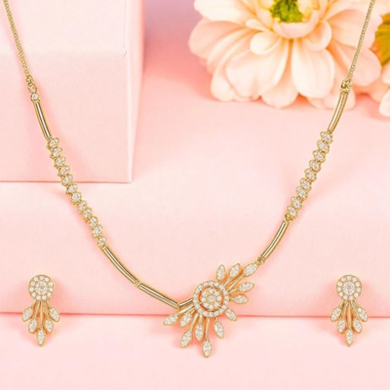 Rose Gold Plated AD Stone Jewellery Set for Women