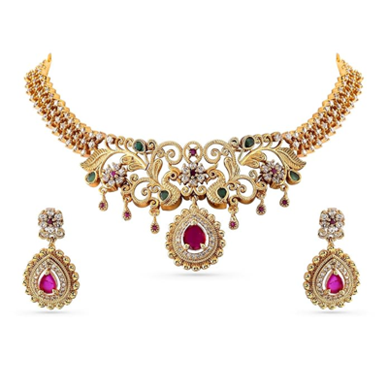 American Diamond Zirconia Necklace Set Traditional Stylish Jewellery Gift for Women & Girls