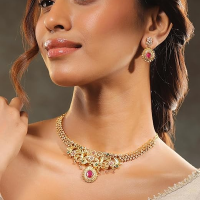 American Diamond Zirconia Necklace Set Traditional Stylish Jewellery Gift for Women & Girls
