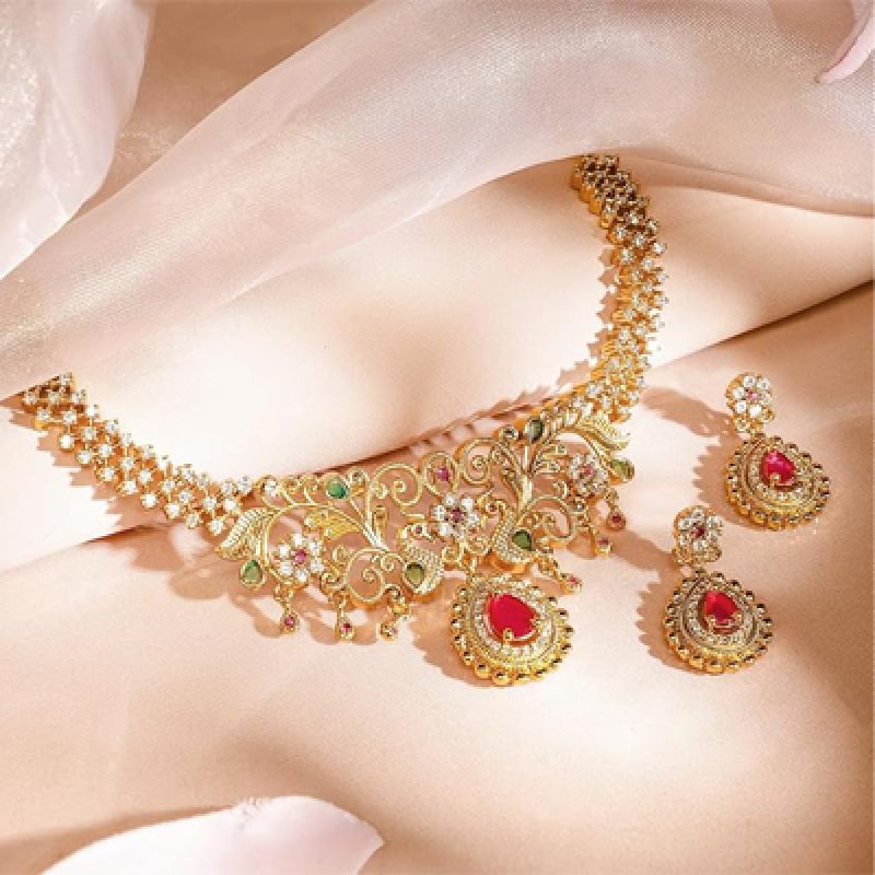 American Diamond Zirconia Necklace Set Traditional Stylish Jewellery Gift for Women & Girls
