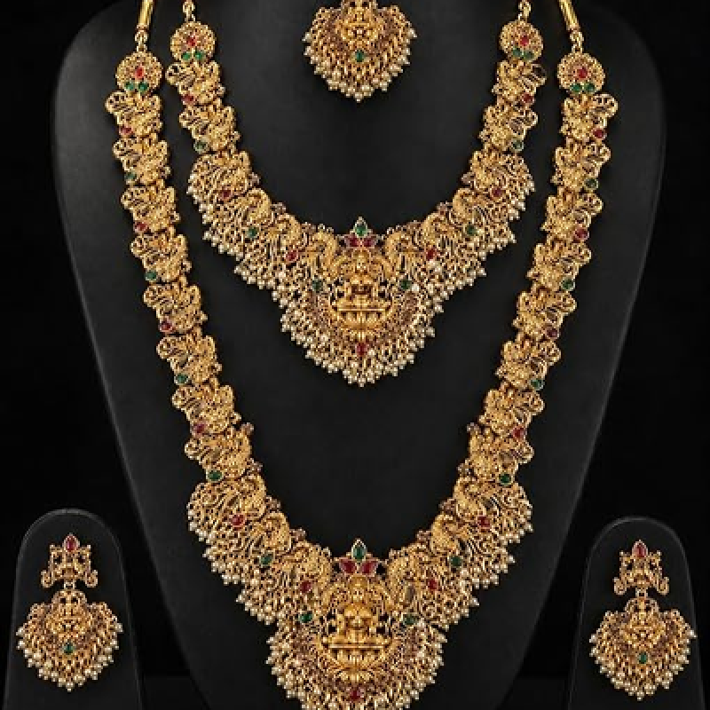 Traditional Earrings Maang Tikka Necklace Jewellery Set for Women