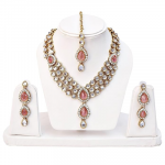 Latest Stylish 18k Gold Plated Traditional Kundan Necklace Jewellery Set for Women