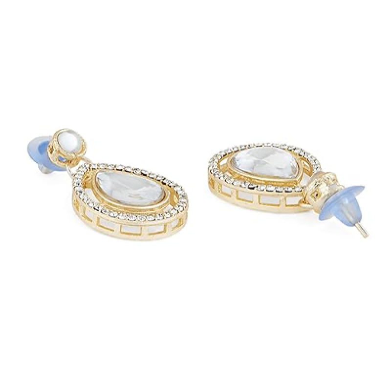 Gold Tone Dazzling Stones Austrian Diamonds Embellished Necklace & Earring Set For Women
