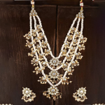 Ethnic Kundan & Pearls Multi Layers Bridal Necklace Set For Women
