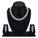 White Stones/AD Diamond Necklace with Earrings - Jewellery Set for Women