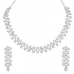 White Stones/AD Diamond Necklace with Earrings - Jewellery Set for Women