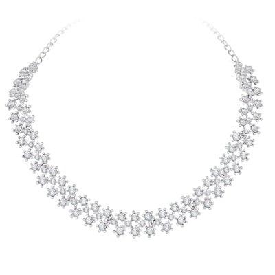 White Stones/AD Diamond Necklace with Earrings - Jewellery Set for Women