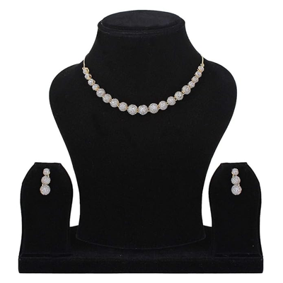 Jewellery Set for Women American Diamond Combo of Choker Necklace Set with Earrings, Bracelet and Ring