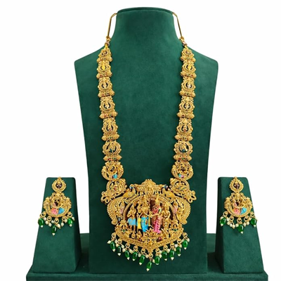 Premium Sita Ramam Temple Jewellery Long Haram Set