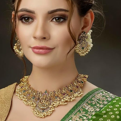Latest Stylish Fancy Pearl Choker Traditional Jewellery Set