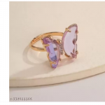Vembley Gold Plated Purple Crystal Butterfly Ring