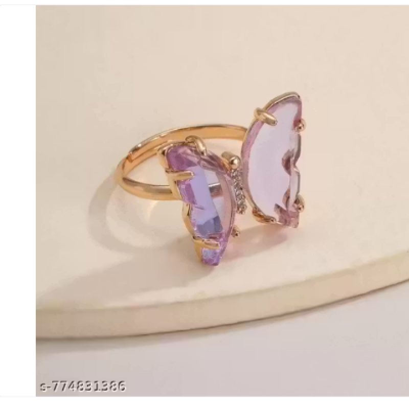 Vembley Gold Plated Purple Crystal Butterfly Ring