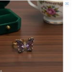 Vembley Gold Plated Purple Crystal Butterfly Ring