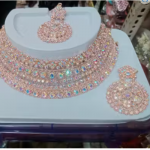 Rose gold necklace set with earrings