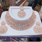 Rose gold necklace set with earrings