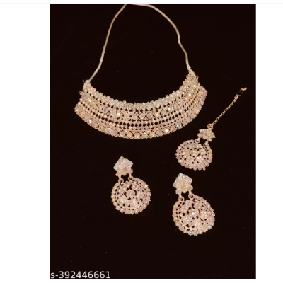 Rose gold necklace set with earrings