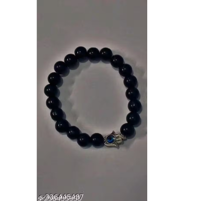 Crystal 8 mm Stone Bracelet with Hamsa Charm for Men and Women
