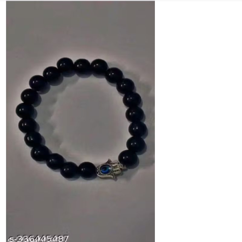 Crystal 8 mm Stone Bracelet with Hamsa Charm for Men and Women