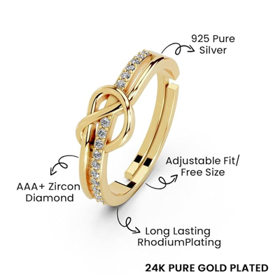 925 Sterling Pure Silver Ring for Women, Infinity Rings, Adjustable Size, Daily Wear Silver Jewellery