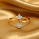 Cubic Zirconia Adjustable Golden Lotus Design Ring